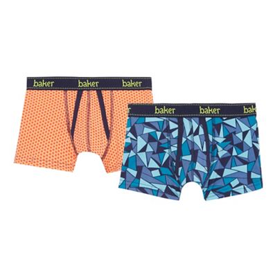 Baker by Ted Baker Pack of two boys' blue and orange printed trunks